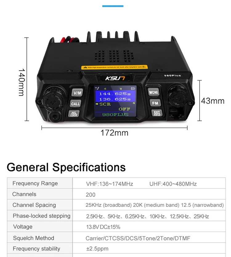 Dual Band Civilian 75w High Power Hf Two Way Radio Outdoor Mobile Car