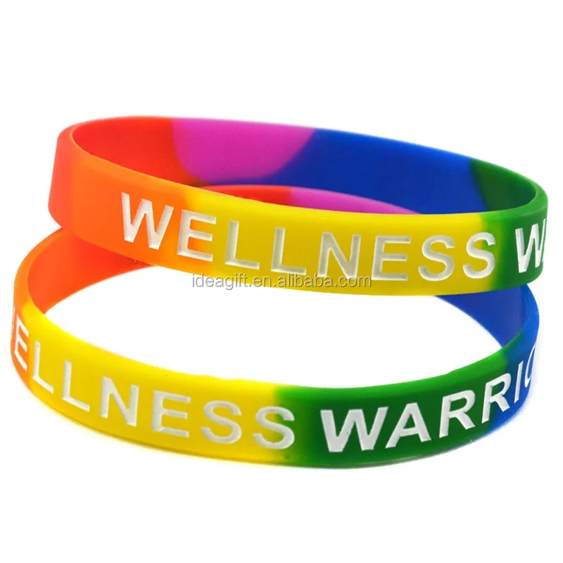 Rainbow Colour Custom Ink Filled Silicone Bracelets For Custom Ink Filled Silicone Bracelets