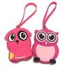 Rubber Dropping Owl Character Car Key Holder Women Wrist Zipper Wallet Silicone Coin Purse Pouch