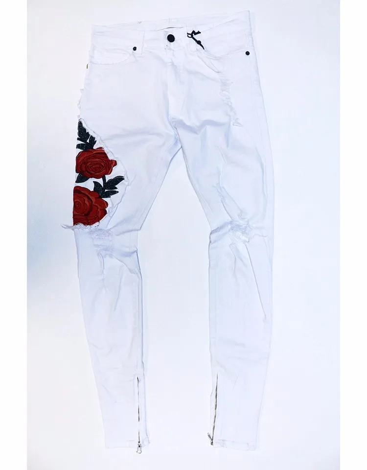 white denim ripped jeans mens