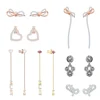 2019 Bow Perforated Stud Earrings Rose Gold Heart Shaped Women's Fashion Stud Earrings Romantic Red Lips Letter Long Earrings