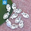 New design 9*18mm clear color point back sew on glass crystal rhinestone with two holes