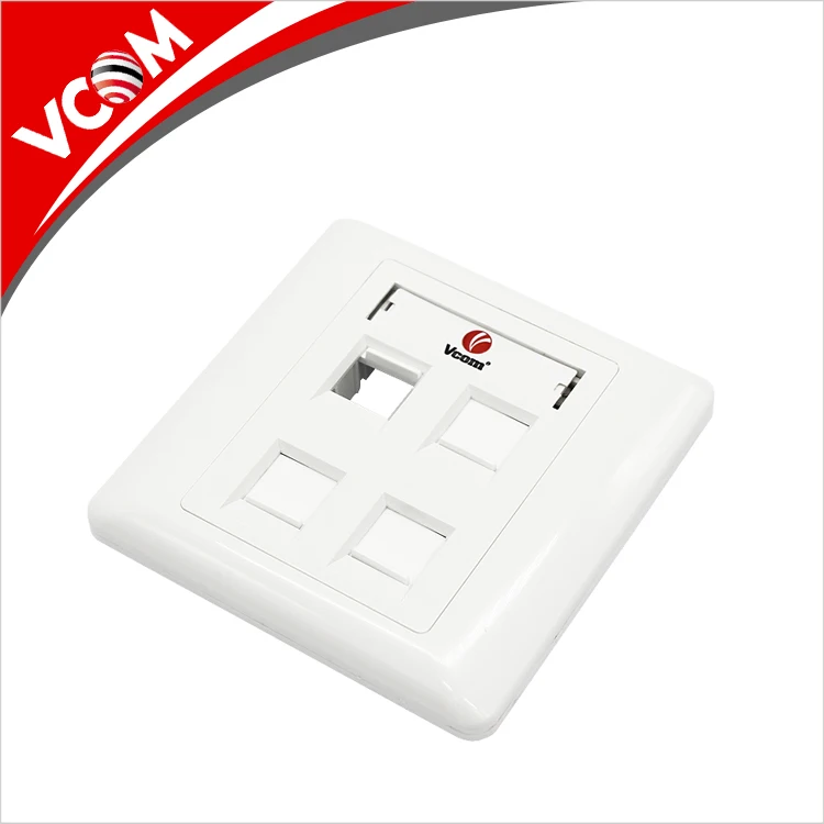 Vcom 4 Ports 3m Rj45 Socket Wall Face Plate Rj45 Faceplate With Shutter ...