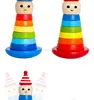 2015 Montessori wooden teaching toy rainbow tower,Educational stack rings intelligence toys,Preschool Baby Stacking Toys W13D081