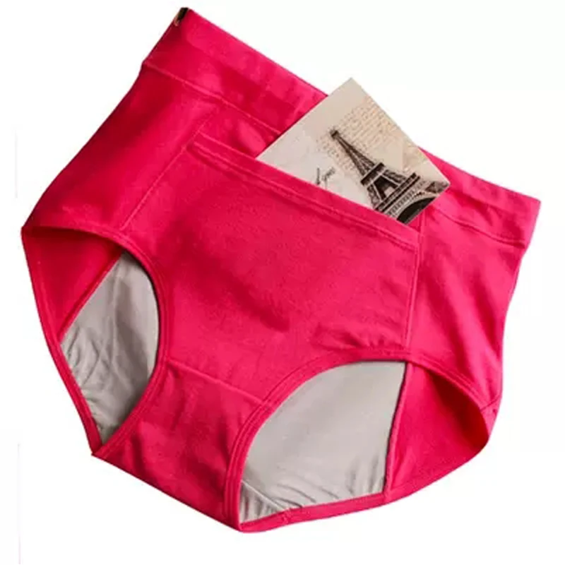 Womens Leakproof Cotton Sanitary Period Panties Waterproof Menstrual Underwear With A Pocket