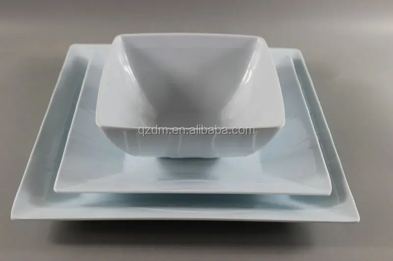 12 pcs melamine square ware dinner ware solid color