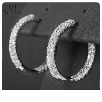 Simple Design Daily Wear 18k Solid Gold Small Round Shaped Diamond Simple Design Daily Wear 18k Solid Gold Small Round Shaped Diamond Hoop Earrings White