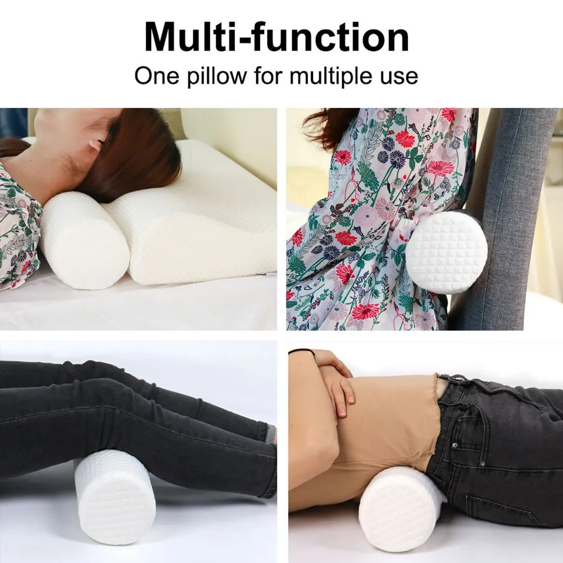 Comfort Lightweight Round Cervical Support Pillow Memory Foam Neck Roll Pillow