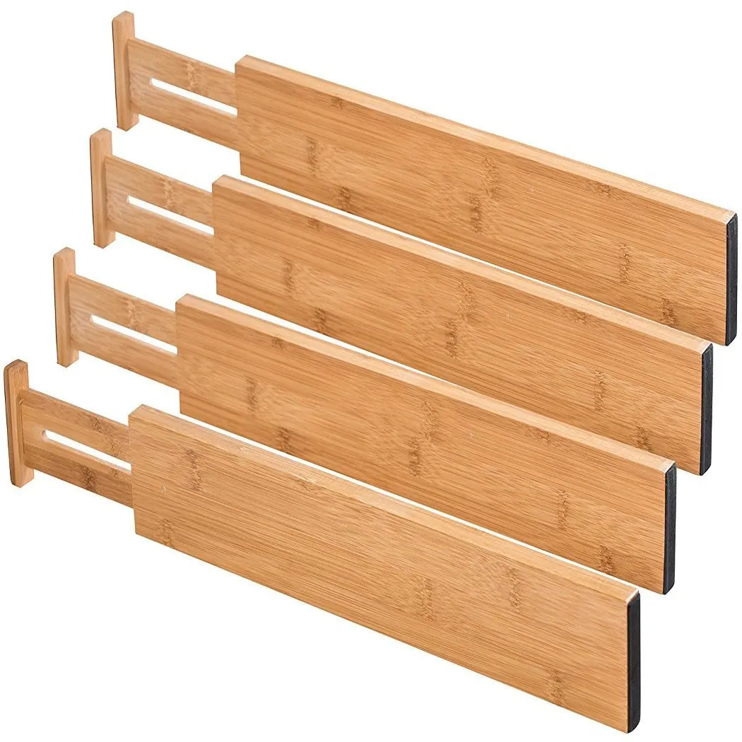 Bamboo Kitchen Drawer Organizers Spring Adjustable And Expendable