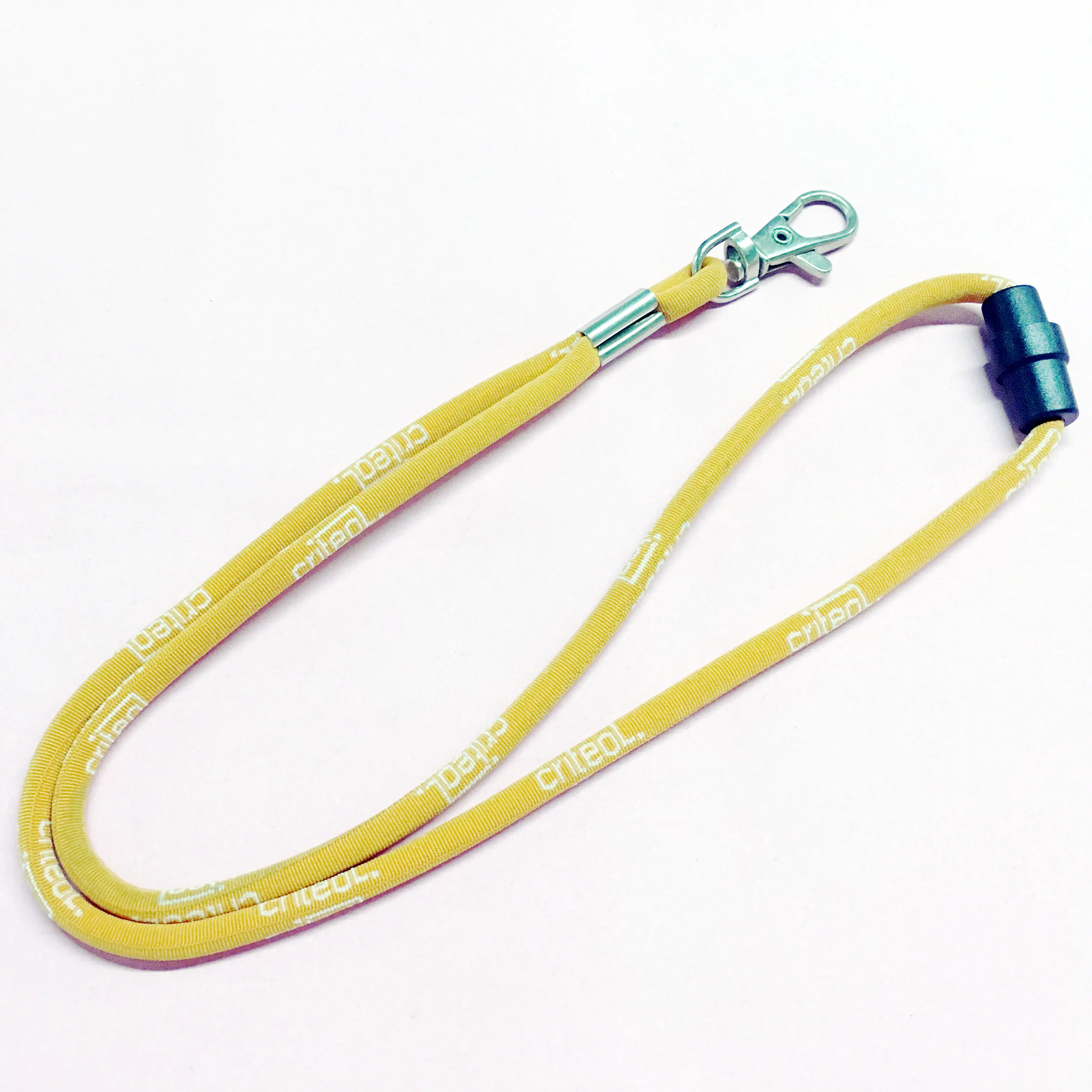 Customized Polyester Badge Holder Woven Round Cord Lanyard With