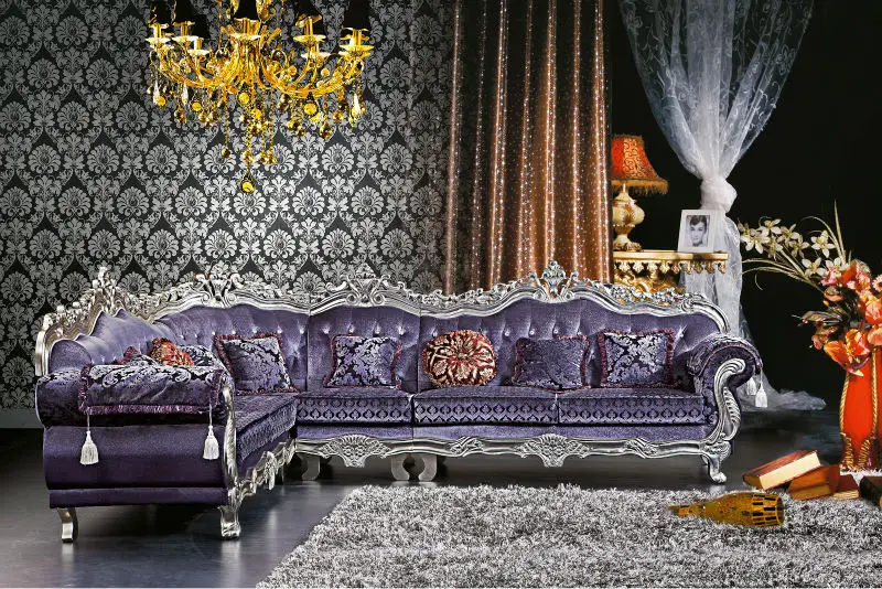 Danxueya European Design Modern Furniture Ornate Corner Sofa Purple Danxueya European Design Modern Furniture Ornate Corner Sofa Purple Royal Living Room