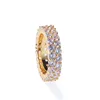 New Fashion HipHop Jewelry Micro Paved Gold Plated 2 Row Zircon Ring for Men Women