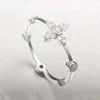 925 Sterling Silver Clover Ring With Round Shape Station
