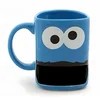 Blue printing cartoon expression coffee milk mug with biscuit pocket