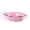 Chaozhou manufacturers oval embossed stoneware microwave oven baking pan / ceramic baking tray