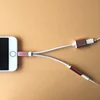 2 in 1 Converter Alloy Earphone Adapter Connector Interface to 3.5mm Audio Jack Charging Cable Splitter for iPhone 7 8 Plus X