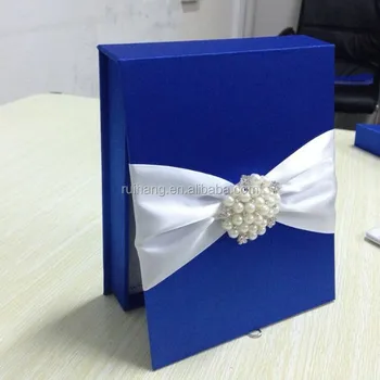 Navy Blue Luxury Wedding Cards Box Invitation With Crystal Navy Blue Luxury Wedding Cards Box Invitation With Crystal