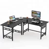 Modern Large L-Shaped Corner Computer Office Desk PC Laptop Study Table Workstation Home Office with Monitor Printer Shelf