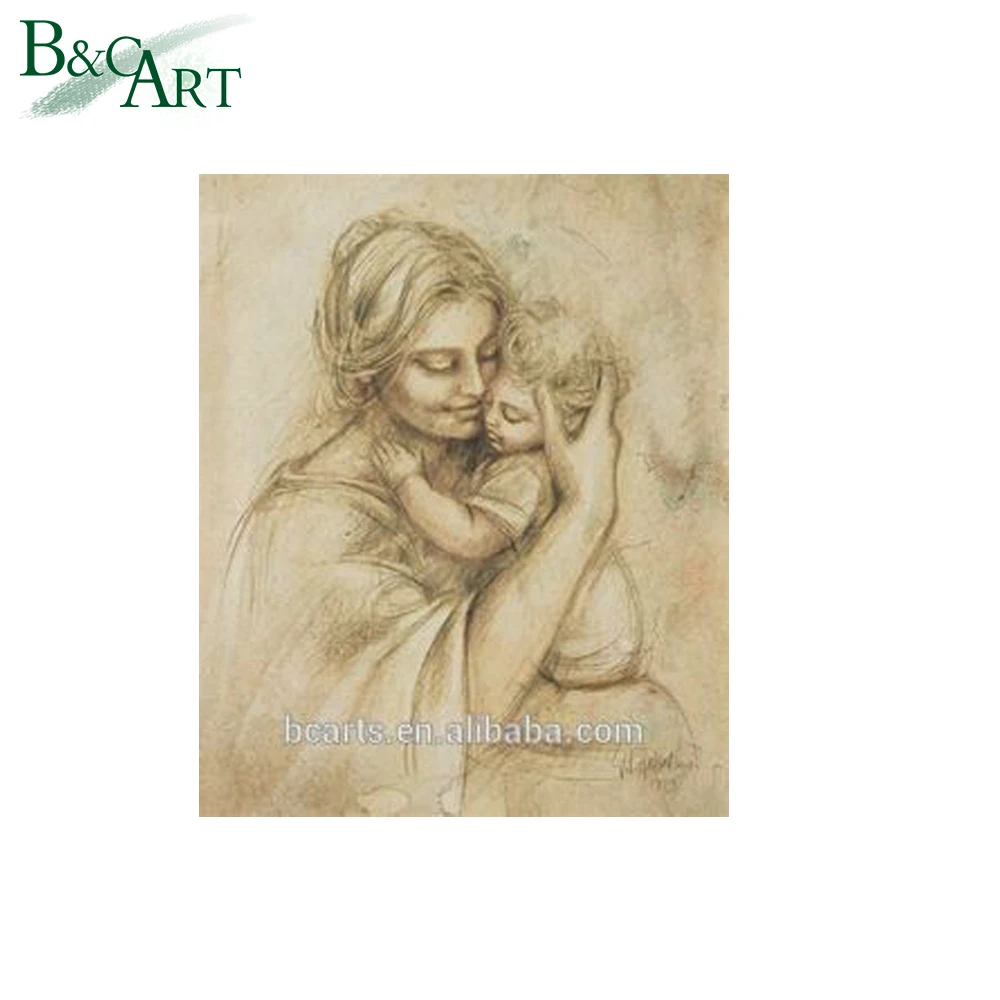 Caldo abbraccio persone figura wall decor famosi pittura a olio fine art madre e bambino