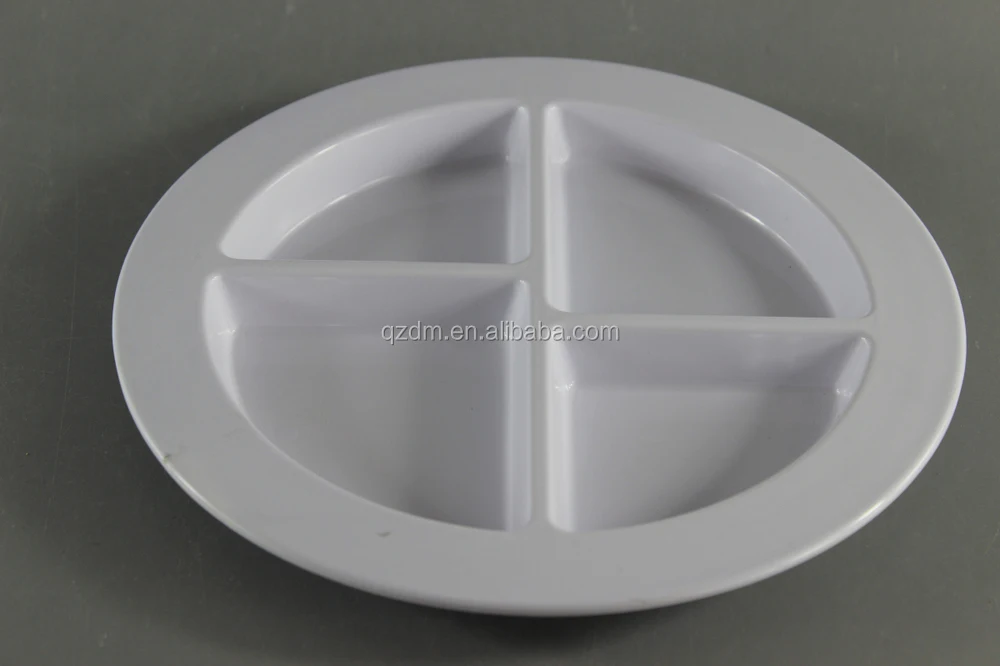 White Melamine Plastic 4 Section Plate For Daily Use