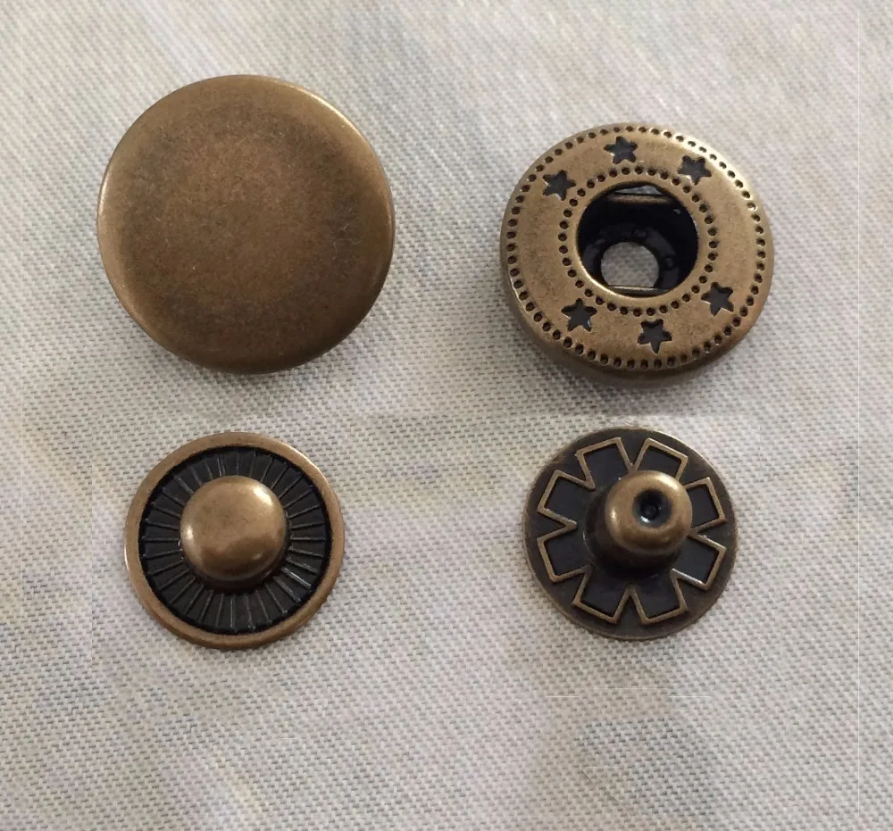 Metal snap-buttons 10mm Antique Brass JSB10-AB 500 sets
