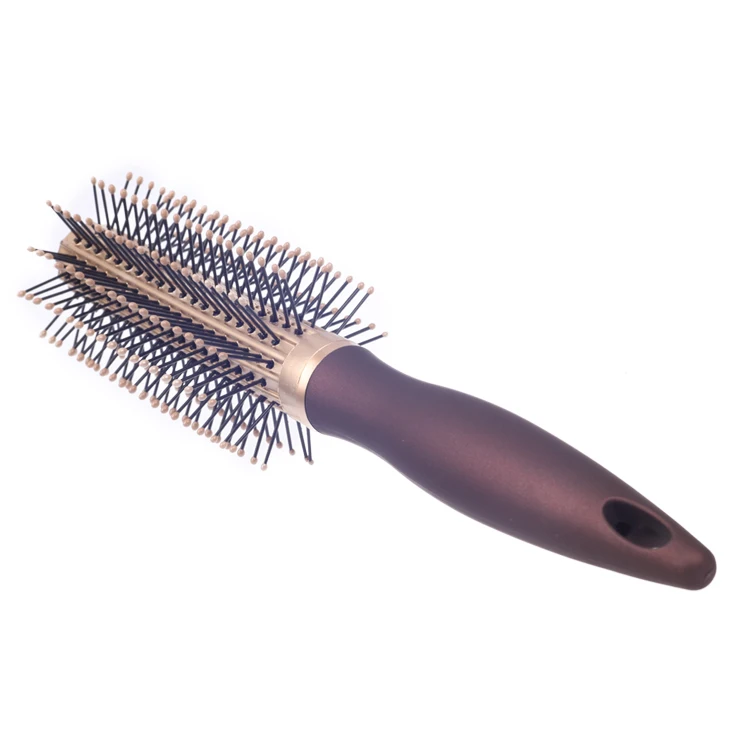 EUREKA 9511CEg-BR Styling Round Hair Brush for All Hair Types Ball-Tip Nylon Pins Anti-Slide Handle Hairbrush