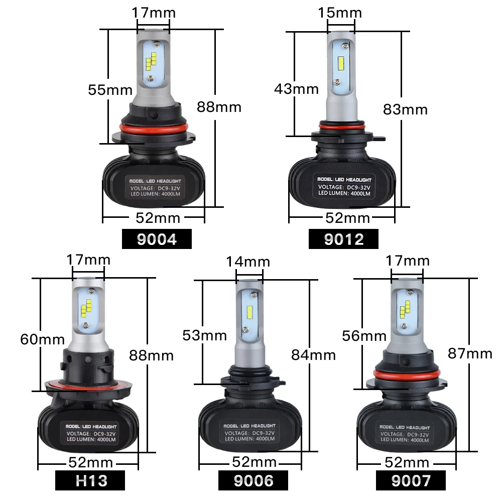 月个9005 hb3 9006 hb4 h11 h4 h7 led h1 汽车车头灯 s1 n1 6