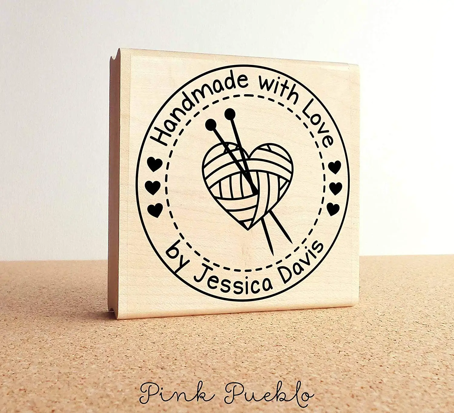 {Single Count} Unique /& Custom This Card Was Handmade Just For You Text Round Circle Shaped Genuine Wood Mounted Rubber Inking Stamp 1 1//2 Inches
