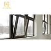 Black aluminum triple glazed bullet proof solid glass tilt and turn casement windows for nigeria living room