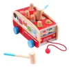 wooden pull&push toy wholesale cheap educational toys for kids knock on toy car Forest Animals Happy Bus