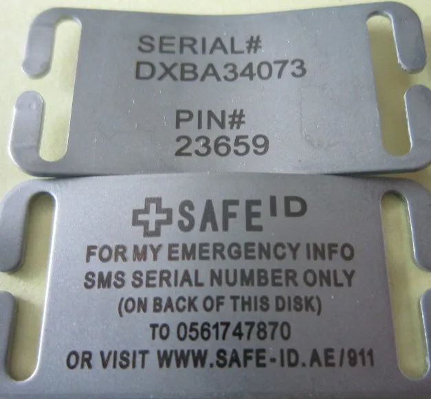 metal serial number tag