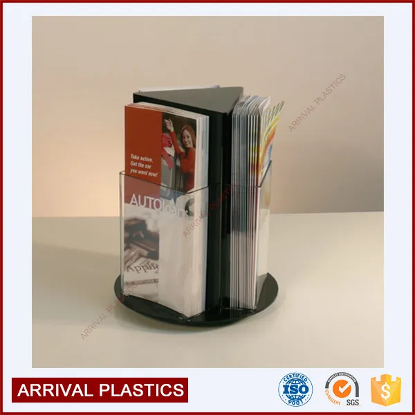 3 Pockets Rotatable Stand Plastic Acrylic Leaflet Holder Rotating