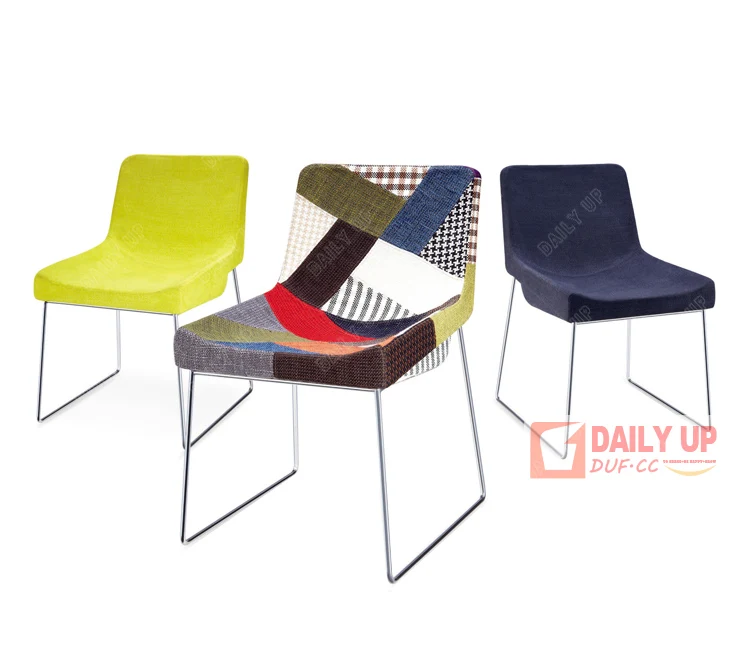 Wholesale Restaurant Furniture Romantic Cafe Sponge Fabric Chair Colorful Linen Chair Living Room Chair for Sale