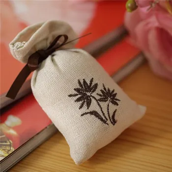 Faux Linen Fragrance Embroider Bag Sachet Air Freshener With Lavender Scent Flower Carry Bags Aroma Hanging Scented