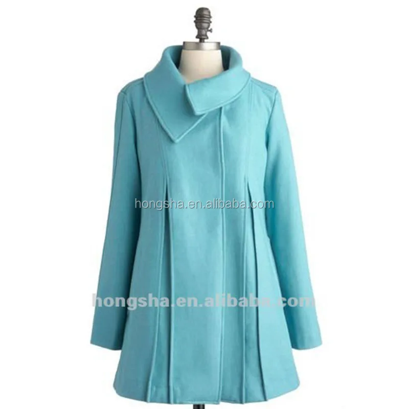 2018 Winter Turquoise Women's Long Wool Coat HSC8101
