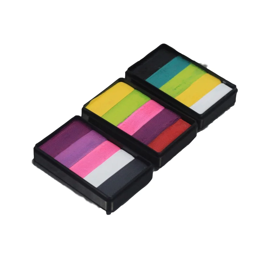 Professional Water Based Face Paint Kids Neon Split Cake Shape Body