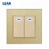 16A Glass plate 2 gang 1 way wall switch and sockets