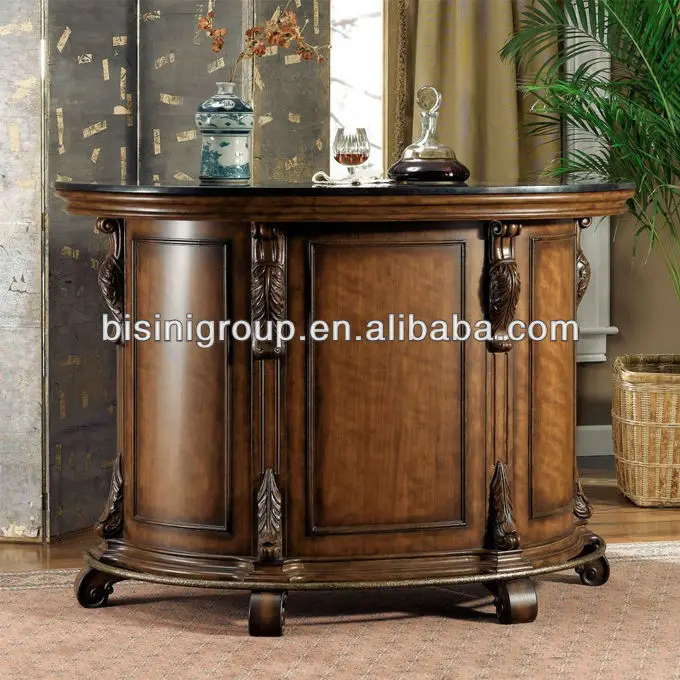 Bisini Solid Wood Bar Counter With Black Granite Top Bf09 14011 Bisini Solid Wood Bar Counter With