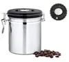 16 oz Stainless Steel Airtight Canister Coffee Vault with Built-in CO2 Gas Vent Valve and Date Tracking Wheel for Coffee Beans