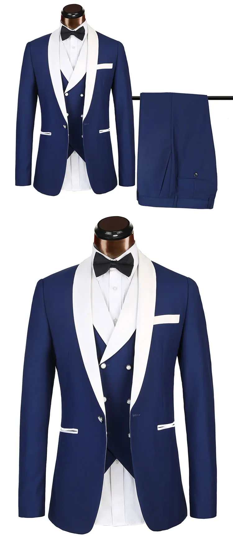 OEM Mens Shawl Lapel 3 Piece Tuxedo Wedding Suit