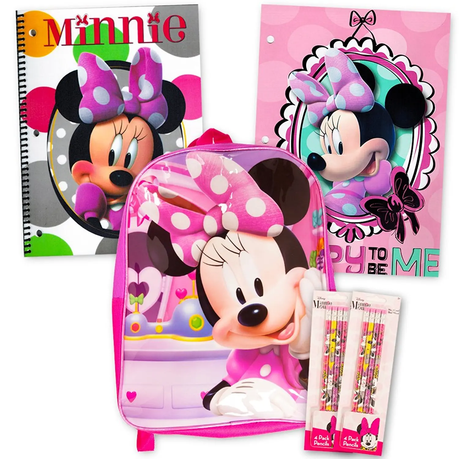 Disney Minnie Mouse Backpack - 16" Backpack, Notebook, Folder, Pencils