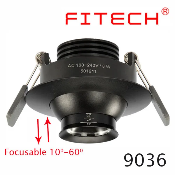 3W eyeball led recessed down light adjustable beam rotating 360 degree focus