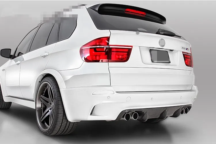 X5M E70 Carbon Fiber Diffuser & V-Style Rear Bumper Spoiler Lip | New ...