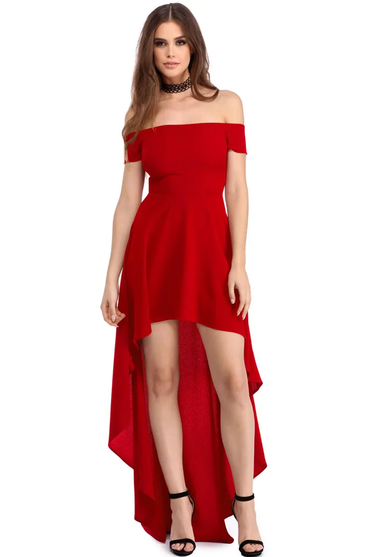 Solid Color Short Front Back Length Off Shoulder Sexy Party Dress - Buy ...
