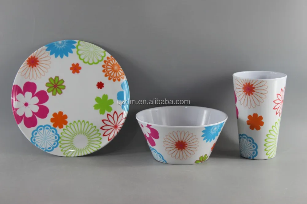 3pcs Dinner Set(Plate/Bowl/Cup) Made Of Melamine