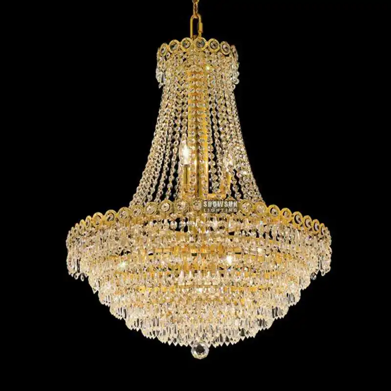 Living room large gold pendant home luxury crystal chandelier hanging light