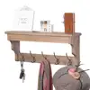 Handmade wall mounted brown pine wooden coat hook rack