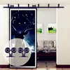 modern full lite triple track double glazing european standard contemporary sliding barn door rain glass 10 ft tall