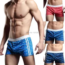 Men Underwear Loose Soft And Comfortable Anchors Printed Cotton Boxer HB88