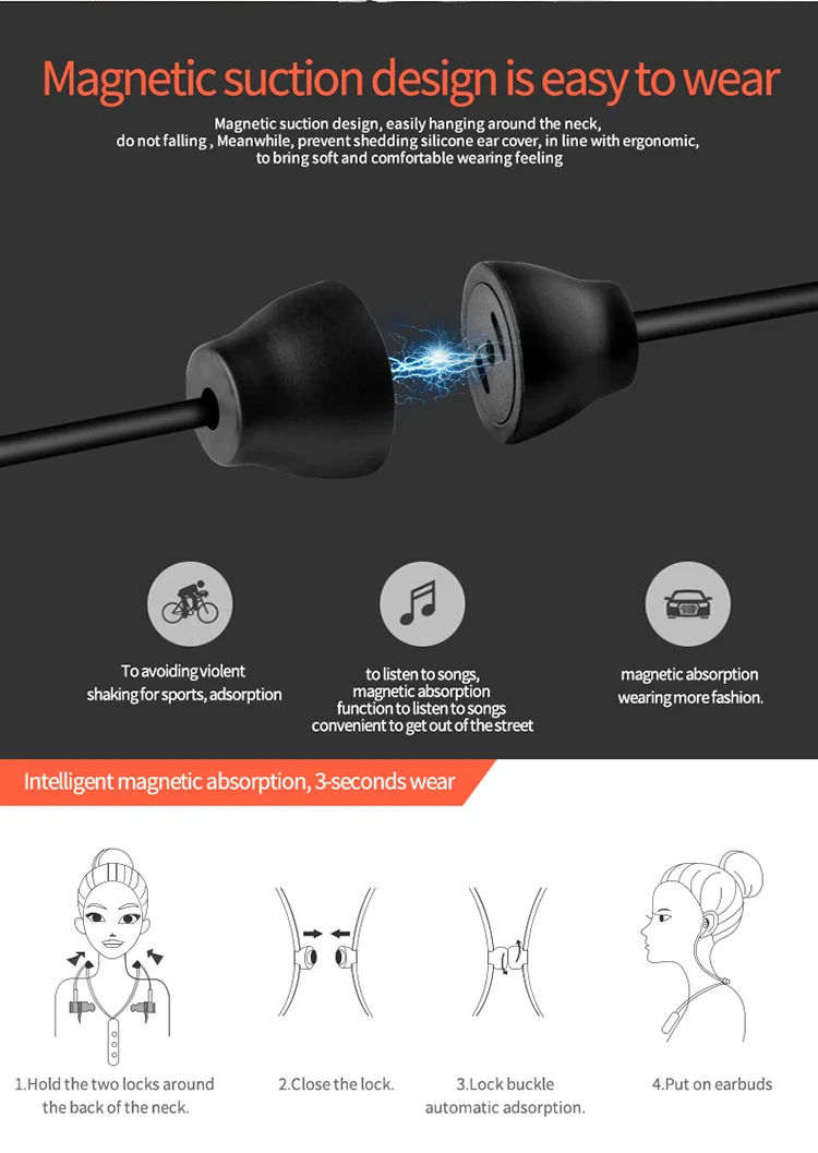 2019 trending amazon sport stereo magnetic neck band bluetooths earphone - ANKUX.COM